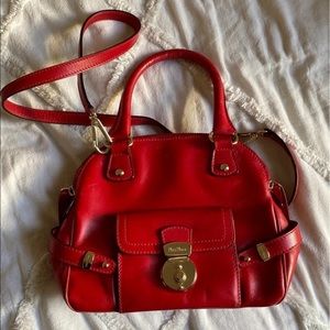 MaxMara Italian Leather Crossbody Satchel in Red. $1200